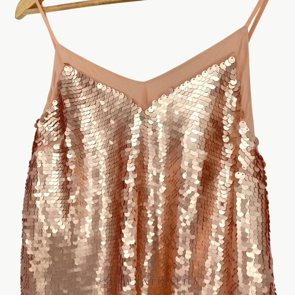 NWT Anthropologie Moulinette Soeurs Women's Sequin Cami Tank Top Sz 8, Rose Gold - Picture 6 of 12